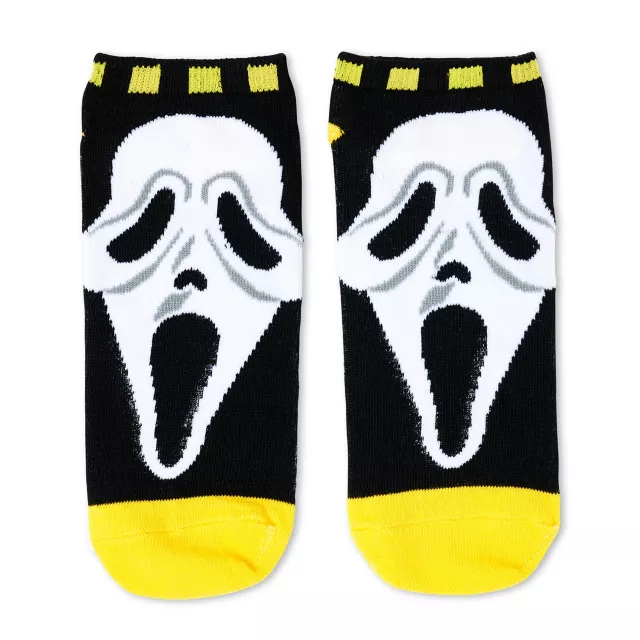 Black and Yellow Ghost Face No Show Socks - 5 Pair at Spencer's