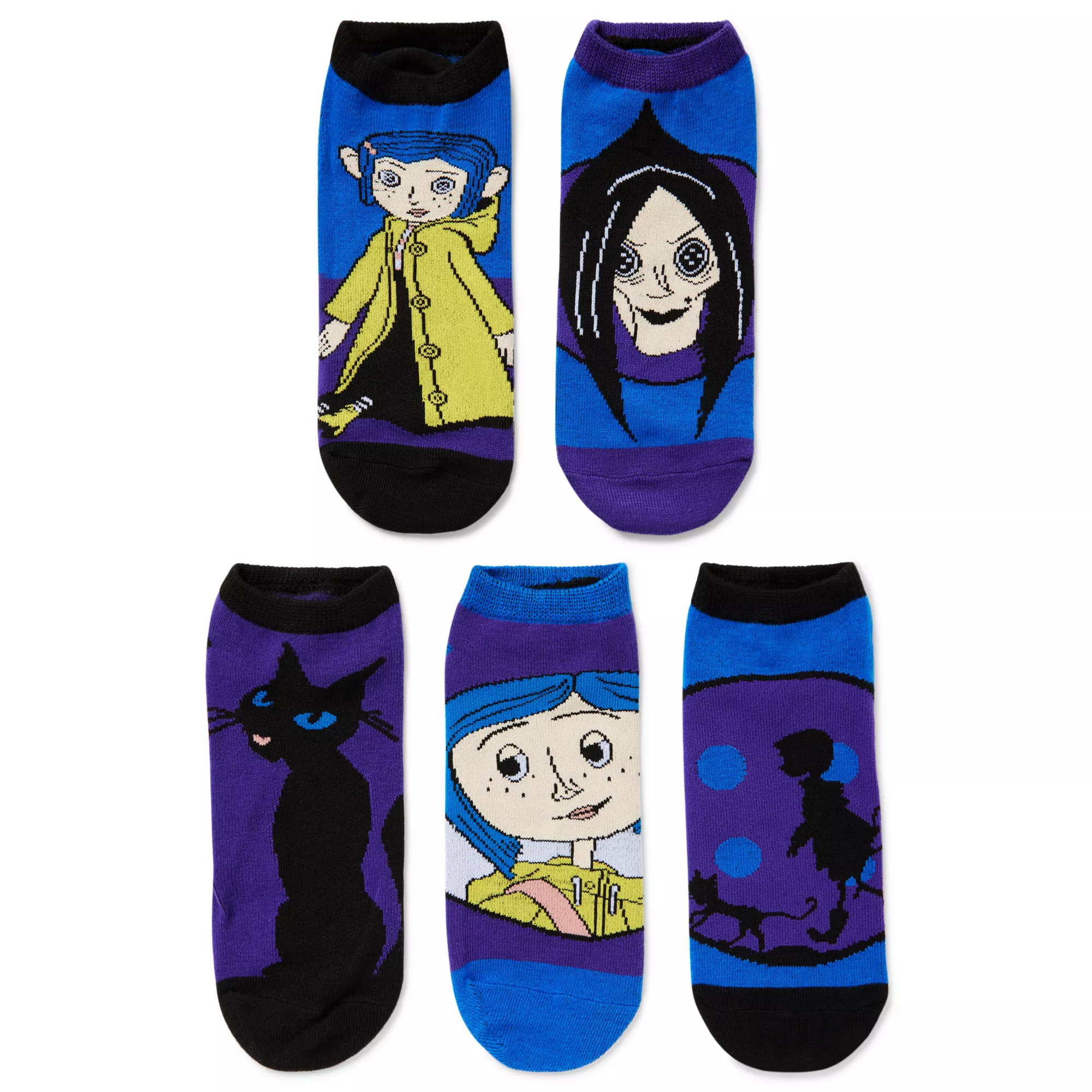 Multi-Pack Coraline Character Socks 5 Pack - Coraline at Spencer's
