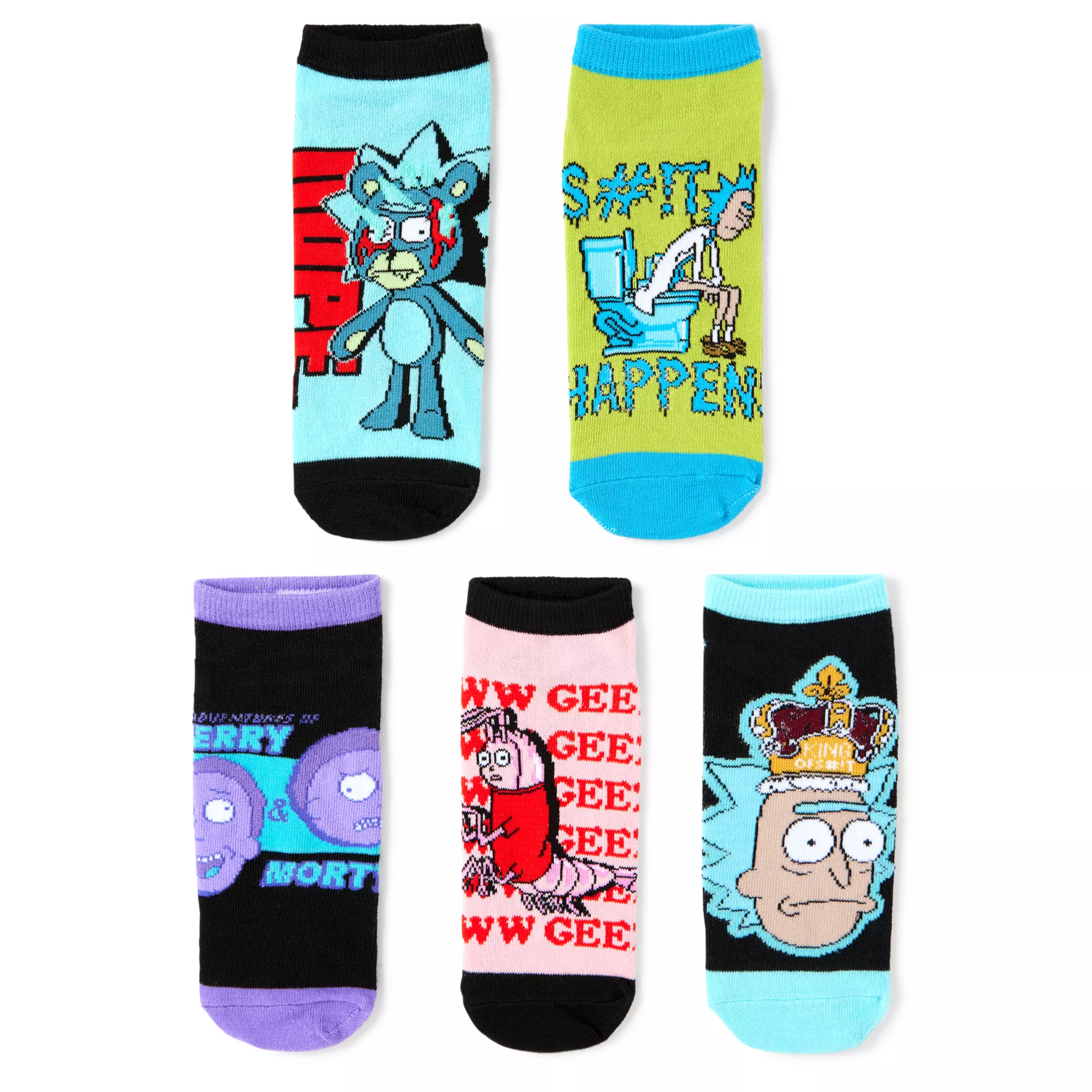 Multi-Pack Rick and Morty Ankle Socks - 5 Pair at Spencer's