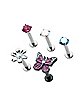 Multi-Pack Flower and Butterfly Labrets 5 Pack - 16 Gauge