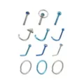 Multi-Pack Silver and Blue Nose Pins and Hoops 12 Pack - 20 Gauge at Spencer's