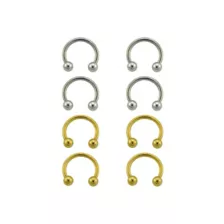 Multi-Pack Silvertone and Goldtone Titanium Horseshoe Rings 8 Pack - 14 Gauge at Spencer's