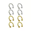 Multi-Pack Silvertone and Goldtone Titanium Horseshoe Rings 8 Pack - 14 Gauge at Spencer's