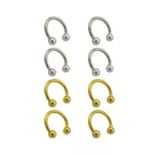Multi-Pack Silvertone and Goldtone Titanium Horseshoe Rings 8 Pack - 14 Gauge at Spencer's