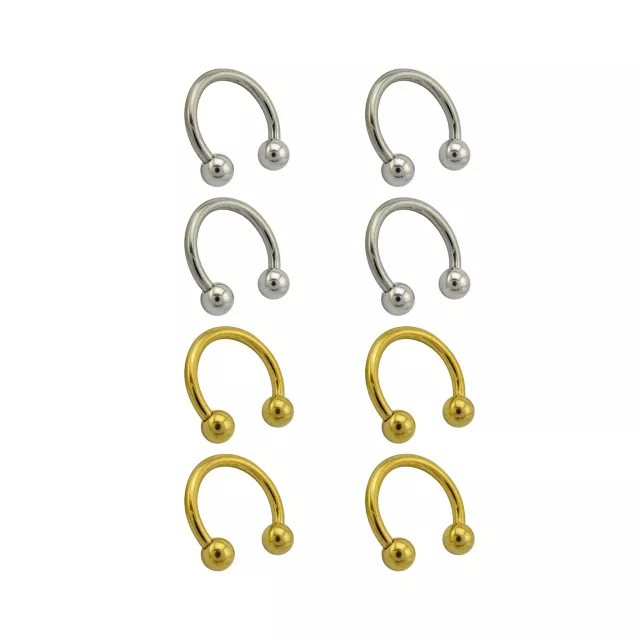 Multi-Pack Silvertone and Goldtone Titanium Horseshoe Rings 8 Pack - 14 Gauge at Spencer's