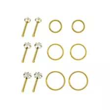 Multi-Pack CZ Goldtone Titanium Nose Pins and Hoop Nose Rings 12 Pack - 20 Gauge at Spencer's