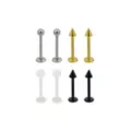 Multi-Pack Silver Black and Gold Titanium Labret Lip Rings 8 Pack - 16 Gauge at Spencer's
