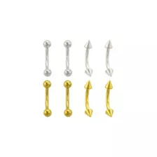 Multi-Pack Silvertone and Goldtone Titanium Curved Barbells 8 Pack - 16 Gauge at Spencer's