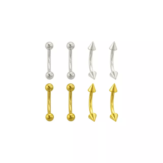Multi-Pack Silvertone and Goldtone Titanium Curved Barbells 8 Pack - 16 Gauge at Spencer's