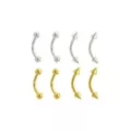 Multi-Pack Silvertone and Goldtone Titanium Curved Barbells 8 Pack - 16 Gauge at Spencer's