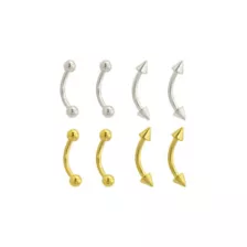 Multi-Pack Silvertone and Goldtone Titanium Curved Barbells 8 Pack - 16 Gauge at Spencer's