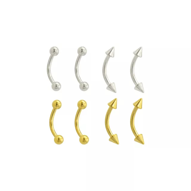 Multi-Pack Silvertone and Goldtone Titanium Curved Barbells 8 Pack - 16 Gauge at Spencer's