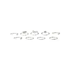 Multi-Pack CZ and Aurora Borealis Effect Hoops and Half Hoop Nose Rings 9 Pack - 20 Gauge at Spencer's
