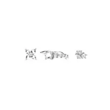 Multi-Pack Silver and CZ Cluster L-Bend Nose Hoop and Pins 3 Pack - 20 Gauge at Spencer's