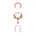 Multi-Pack CZ Strawberry Septum Clicker and Retainers 3 Pack - 16 Gauge at Spencer's