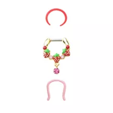 Multi-Pack CZ Strawberry Septum Clicker and Retainers 3 Pack - 16 Gauge at Spencer's