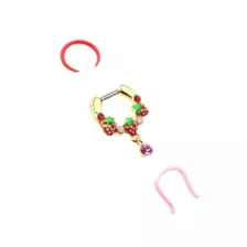 Multi-Pack CZ Strawberry Septum Clicker and Retainers 3 Pack - 16 Gauge at Spencer's