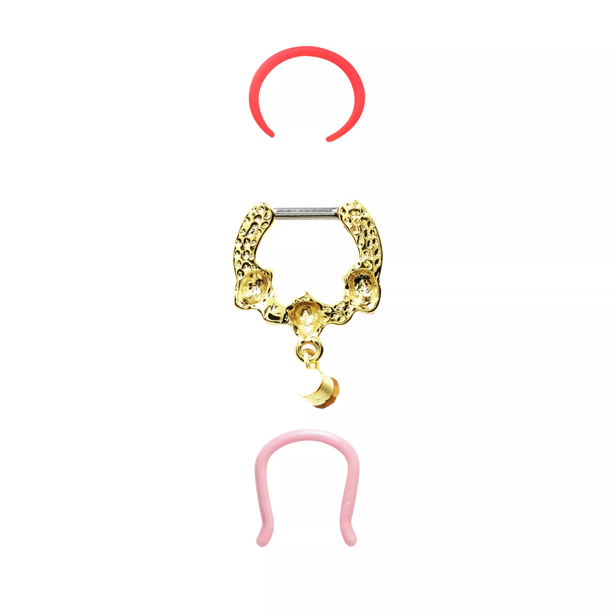 Multi-Pack CZ Strawberry Septum Clicker and Retainers 3 Pack - 16 Gauge at Spencer's