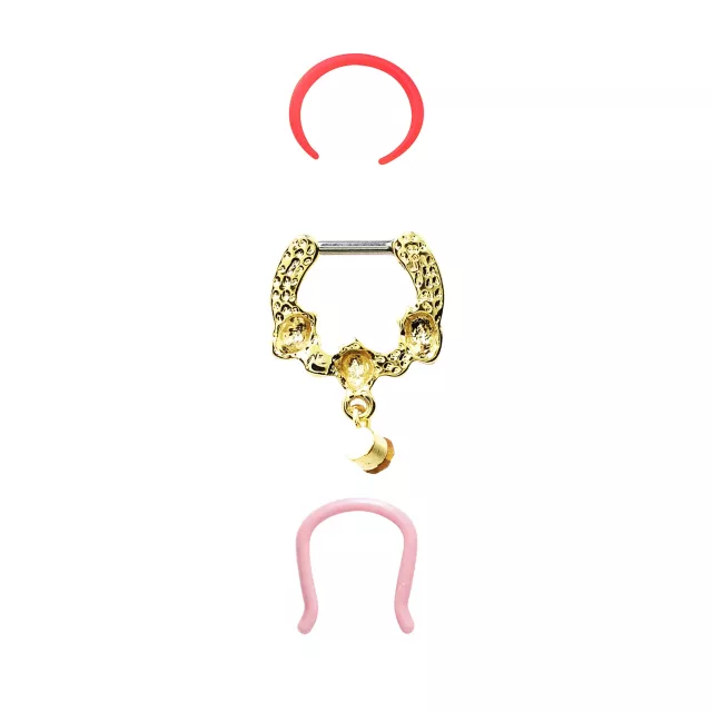 Multi-Pack CZ Strawberry Septum Clicker and Retainers 3 Pack - 16 Gauge at Spencer's