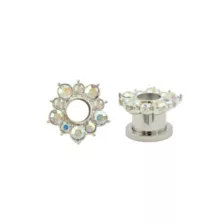 Flower Petal CZ Titanium Screw Fit Tunnels at Spencer's