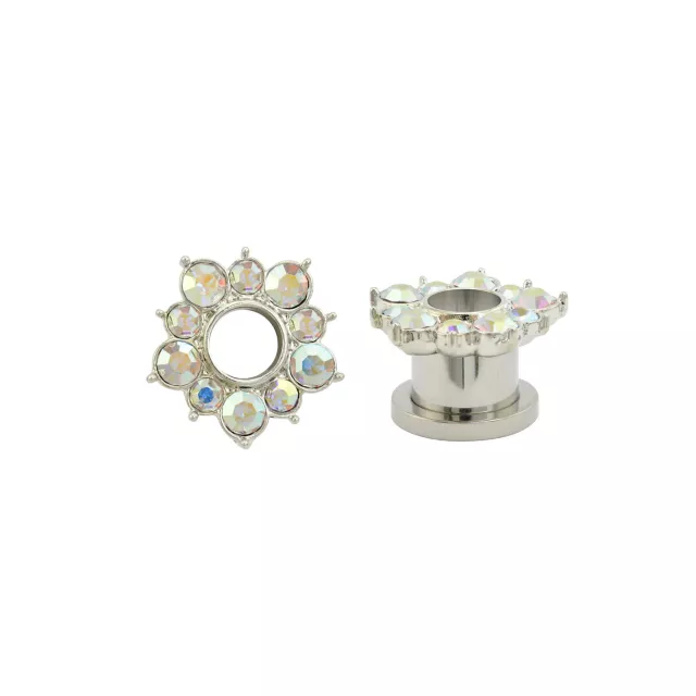 Flower Petal CZ Titanium Screw Fit Tunnels at Spencer's