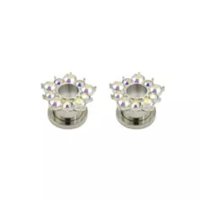 Flower Petal CZ Titanium Screw Fit Tunnels at Spencer's
