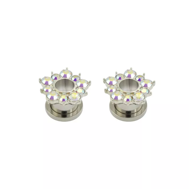 Flower Petal CZ Titanium Screw Fit Tunnels at Spencer's