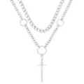 Silvertone Double Row Dagger Pendant Chain Necklace at Spencer's