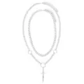 Silvertone Double Row Dagger Pendant Chain Necklace at Spencer's