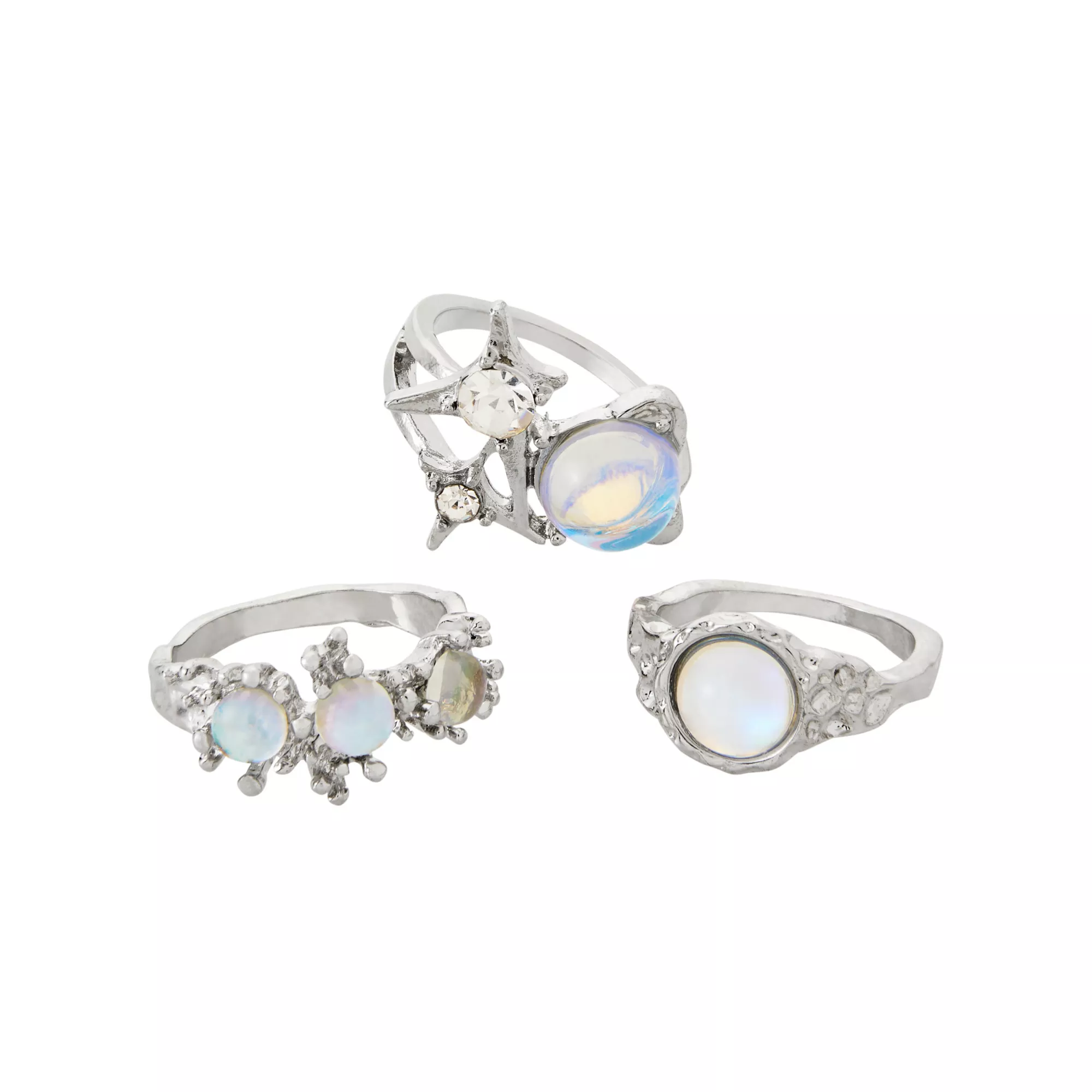 Multi-Pack CZ Opal-Effect Celestial Rings - 3 Pack at Spencer's