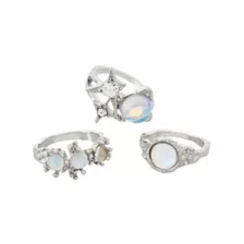 Multi-Pack CZ Opal-Effect Celestial Rings - 3 Pack at Spencer's
