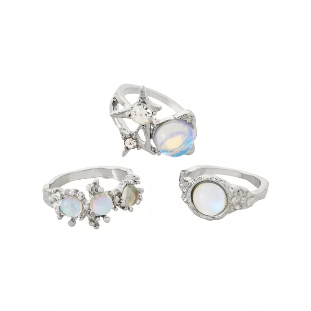 Multi-Pack CZ Opal-Effect Celestial Rings - 3 Pack at Spencer's