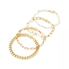 Multi-Pack Goldtone and Pearl-Effect Bracelets - 4 Pack at Spencer's