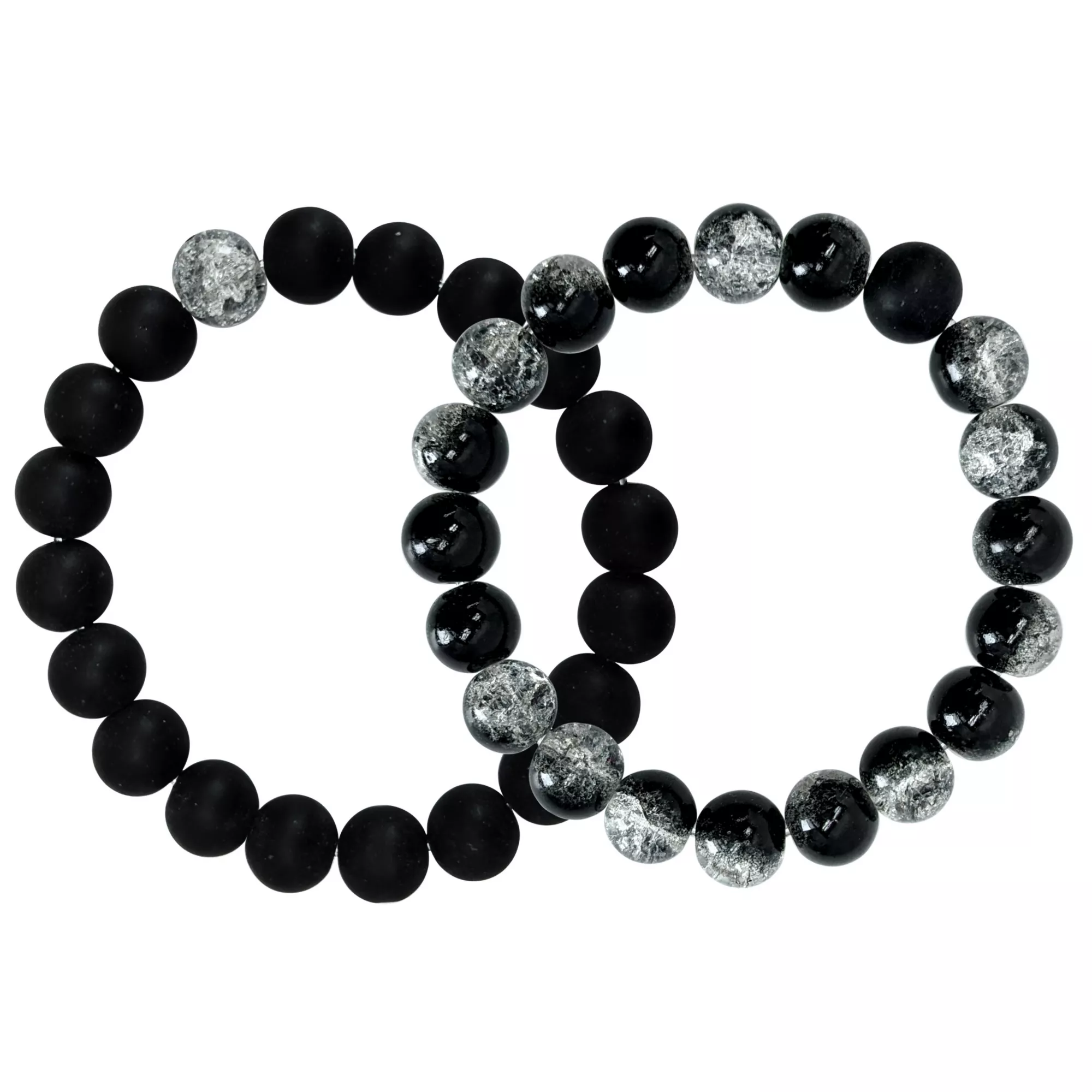 Smoky Black Long Distance Beaded Bracelets - 2 Pack