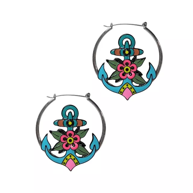 Anchor Hoop Earrings at Spencer's