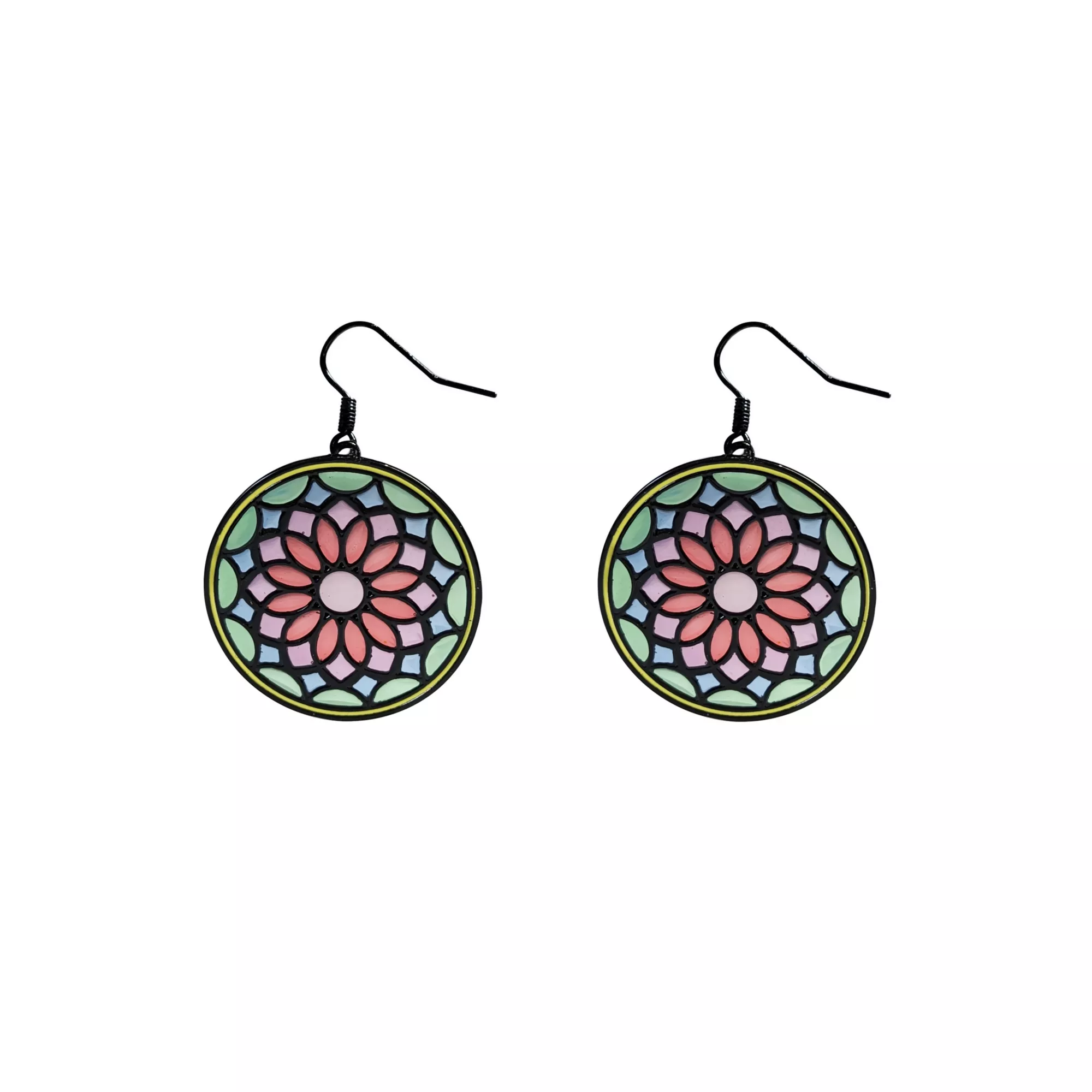 Mandala Stained Glass Dangle Earrings at Spencer's