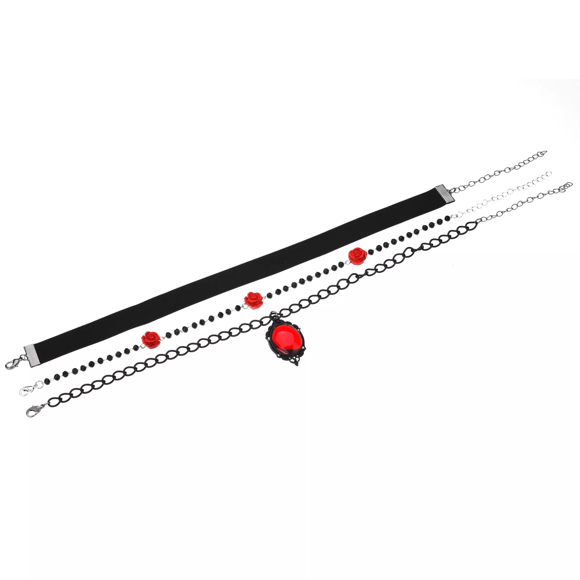 Multi-Pack Black Rosebud and Cameo Choker Necklaces - 3 Pack at Spencer's