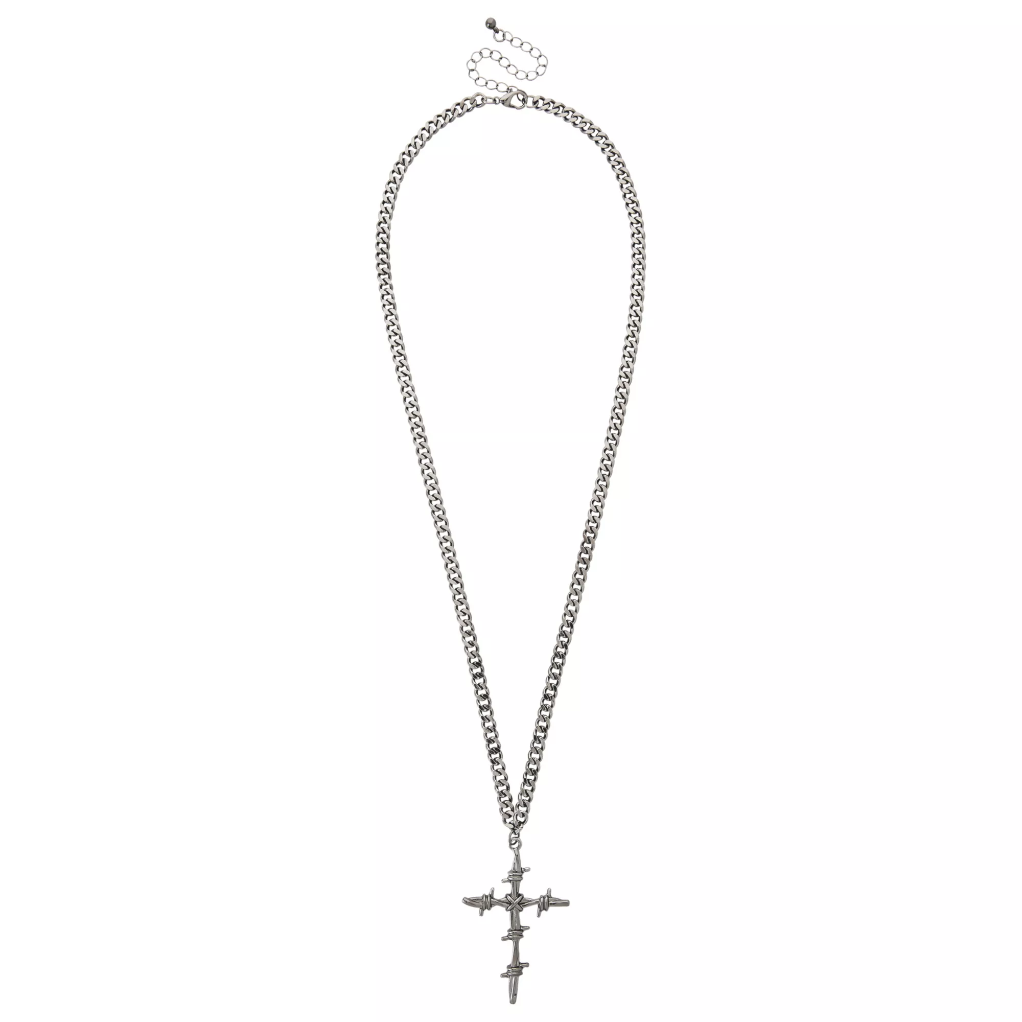 Barbed Cross Pendant Necklace at Spencer's
