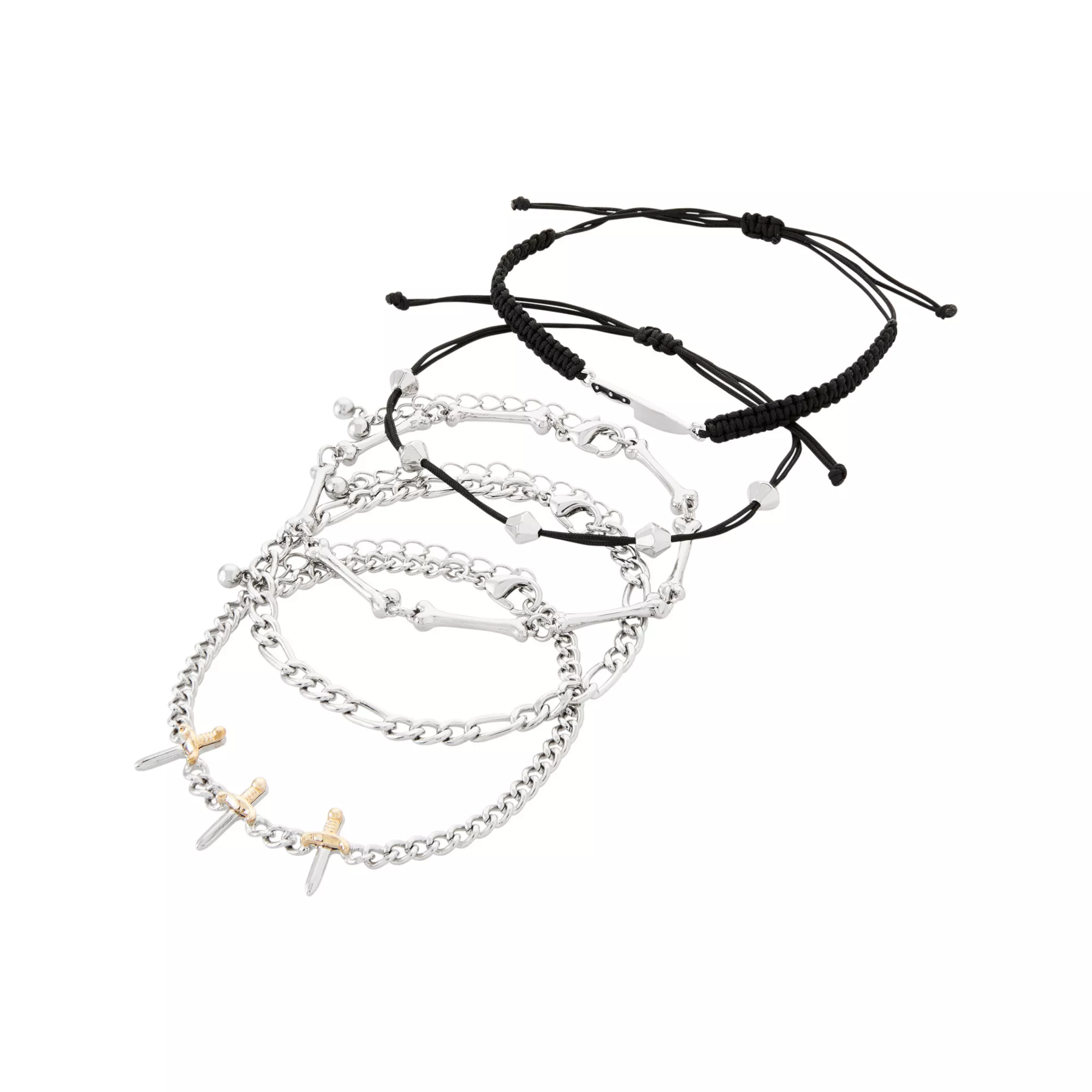 Multi-Pack Bone and Knife Bracelet Set - 5 Pack at Spencer's