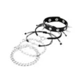 Multi-Pack Silver and Black Spike Chain Bracelets - 5 Pack at Spencer's