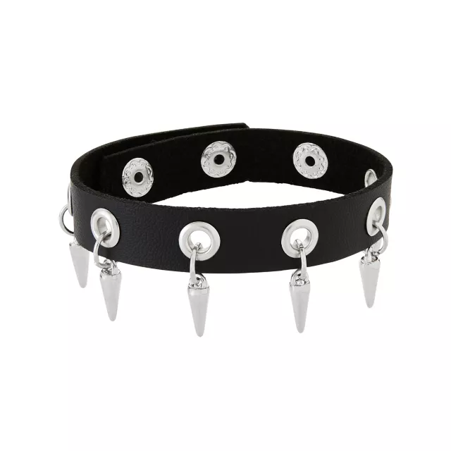 Multi-Pack Silver and Black Spike Chain Bracelets - 5 Pack at Spencer's