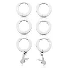 Multi-Pack CZ Playboy Titanium Bunny Hoop Huggie Dangle Earrings 3 Pack - 18 Gauge at Spencer's
