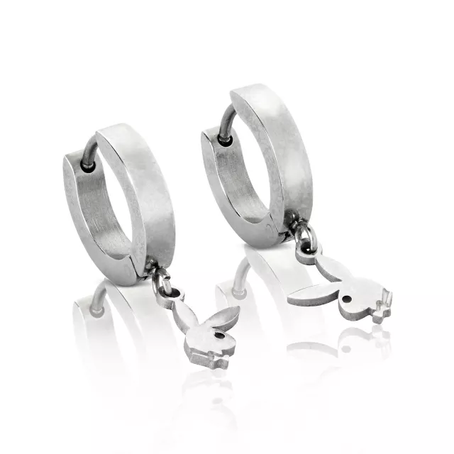 Multi-Pack CZ Playboy Titanium Bunny Hoop Huggie Dangle Earrings 3 Pack - 18 Gauge at Spencer's