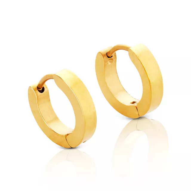 CZ Playboy Bunny Goldtone Titanium Hoop Huggie Dangle Earrings 3 Pack - 18 Gauge at Spencer's