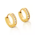 CZ Playboy Bunny Goldtone Titanium Hoop Huggie Dangle Earrings 3 Pack - 18 Gauge at Spencer's