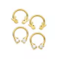 Multi-Pack Goldtone ASTM F-136 Titanium CZ Playboy Bunny Horseshoe Rings 2 Pair - 16 Gauge at Spencer's