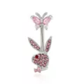 CZ Pink Playboy Bunny Butterfly Belly Ring - 14 Gauge at Spencer's