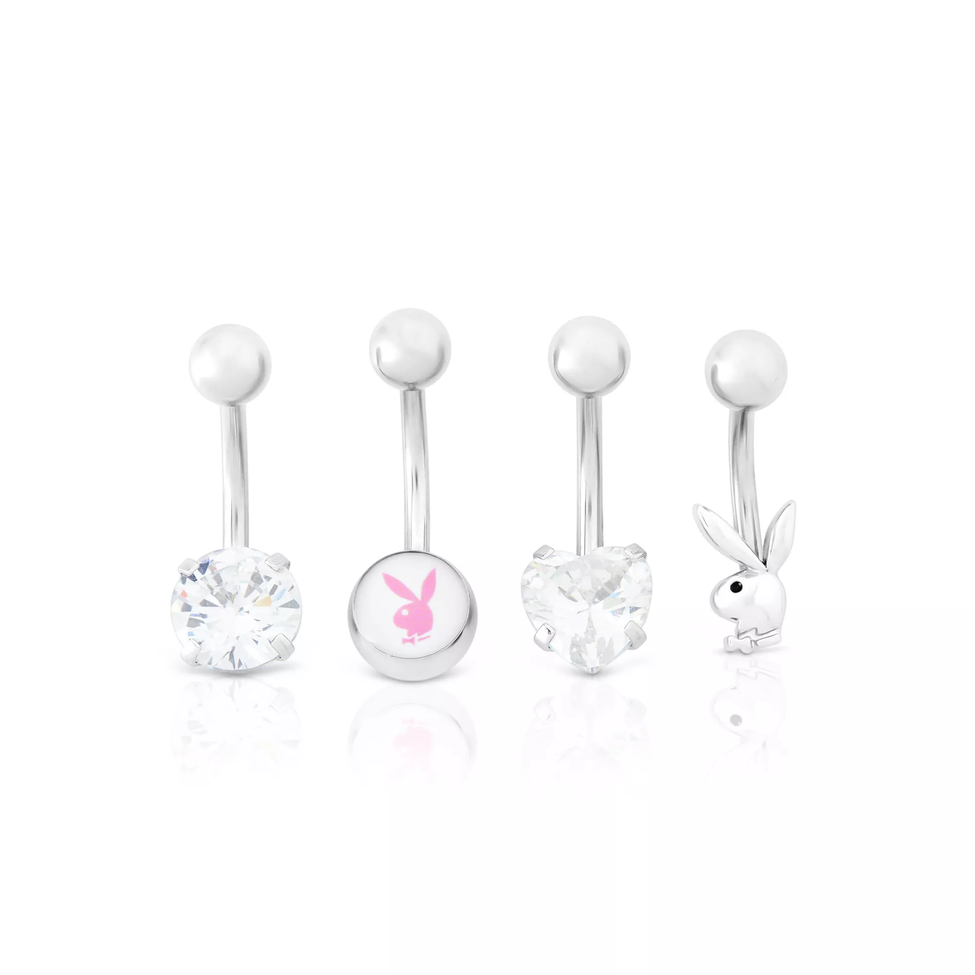 CZ Playboy Bunny Titanium Heart Dangle Belly Ring - 14 Gauge at Spencer's