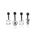 Multi-Pack CZ Playboy Bunny Titanium Belly Rings 4 Pack - 14 Gauge at Spencer's