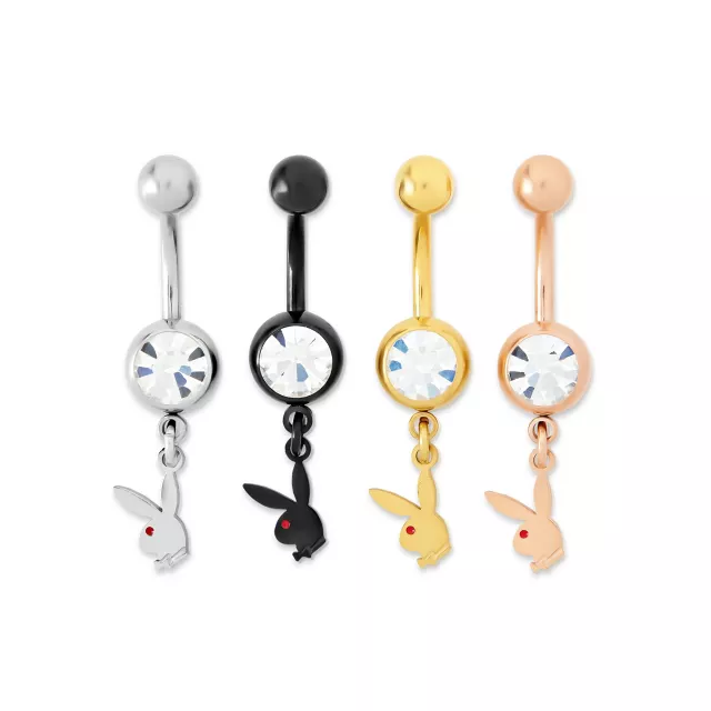 MultiPack CZ Titanium Playboy Assorted Dangle Belly Rings 4 Pack 14